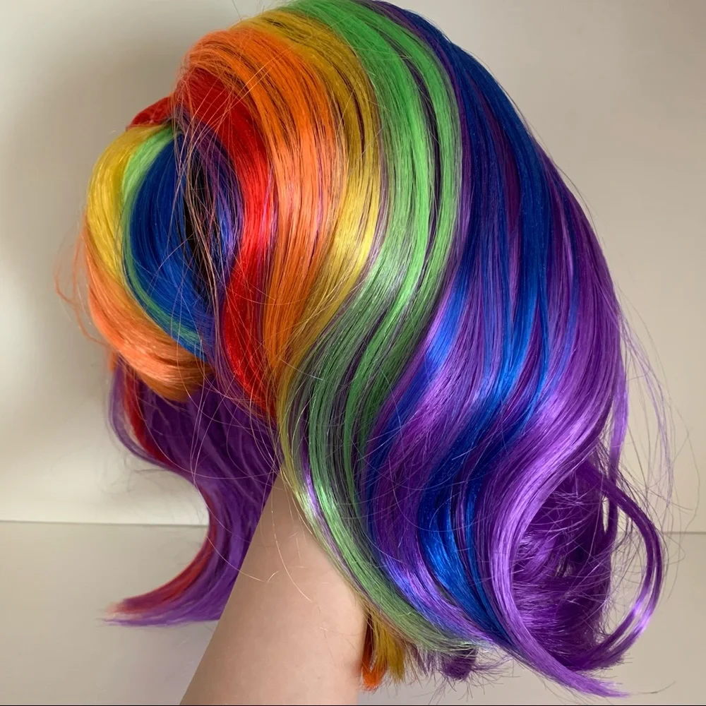 Rainbow wig with bangs